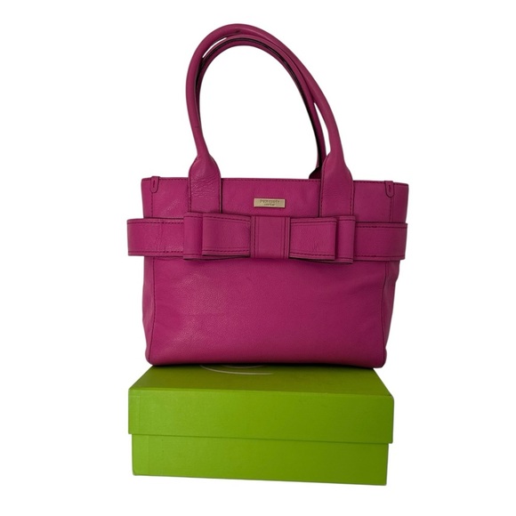 KATE SPADE QUINN VILLABELLA STUNNING PINK LEATHER BOW SATCHEL BAG & WALLET - Picture 2 of 10